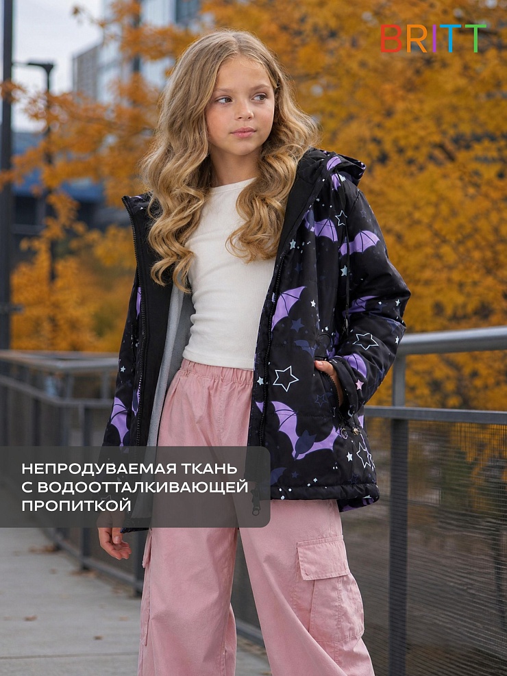 Куртка для девочки демисезонная BRITT, черная, модель 63751
