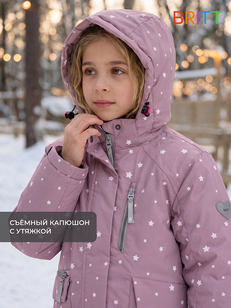 Куртка для девочки зимняя BRITT, розовая, модель 65555