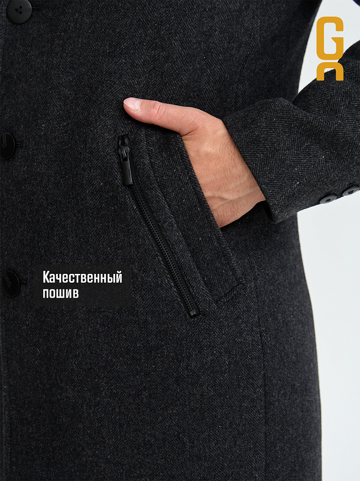 Пальто мужское осеннее GRIZMAN, черно-серое, модель 73358