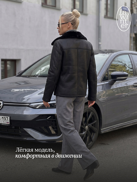 Дубленка женская зимняя LAWINTER, черная, модель 3588