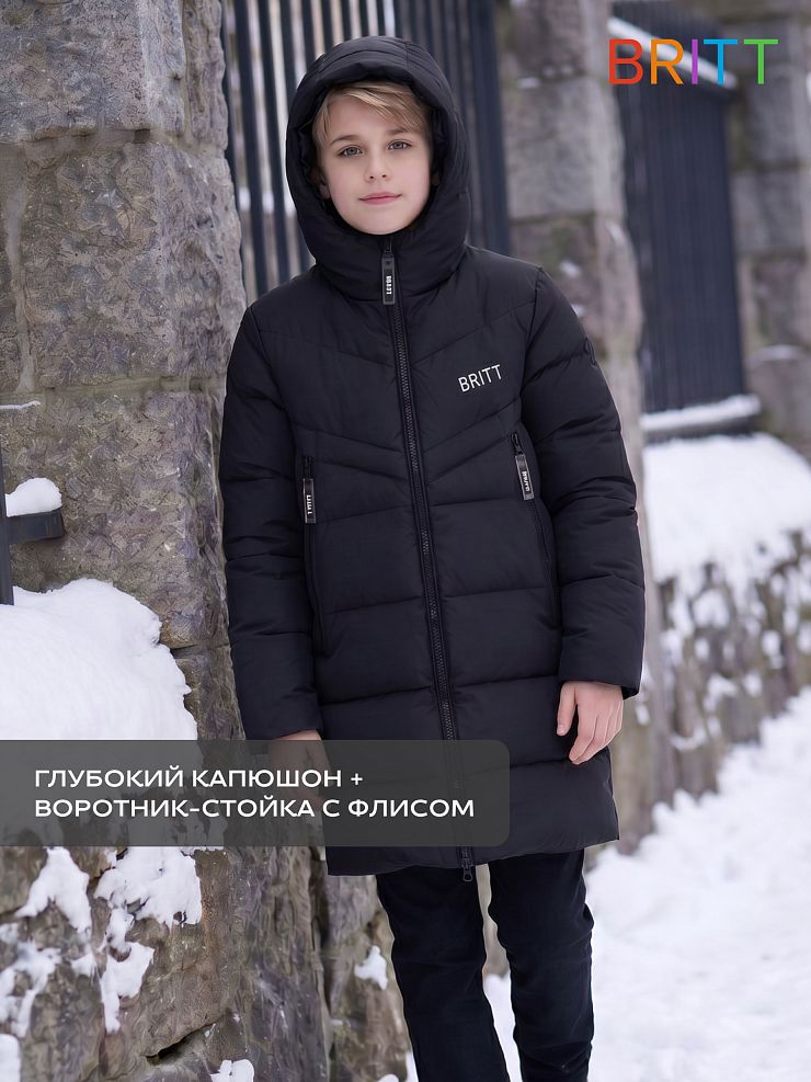 Куртка для мальчика зимняя BRITT, черная, модель 65522