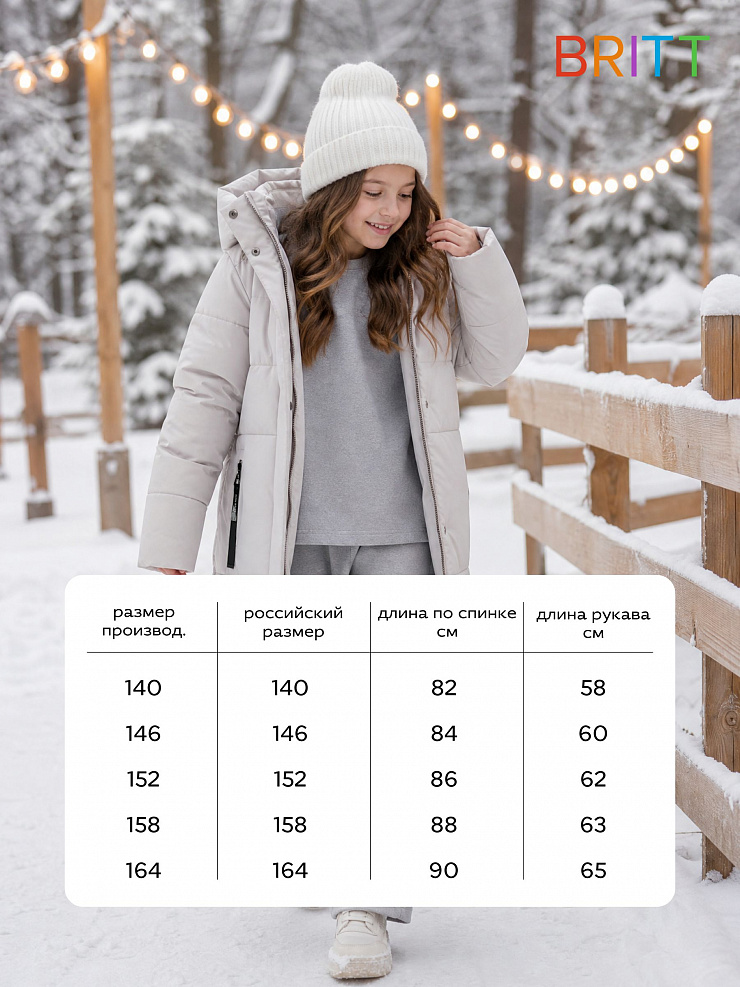 Куртка для девочки зимняя BRITT, серая, модель 66731