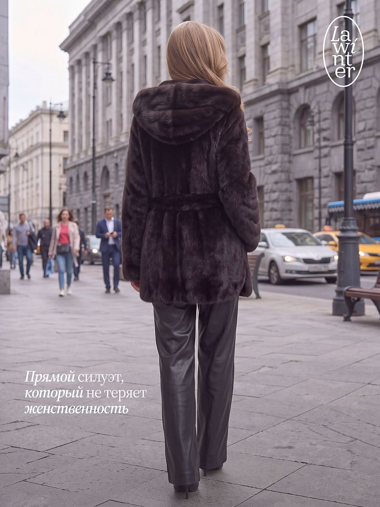Шуба женская зимняя LAWINTER, темно-коричневая, модель 54262