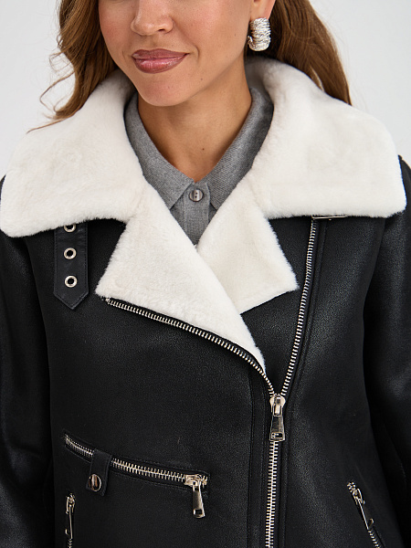 Дубленка LAWINTER  модель 3588, цвет Черно-белый