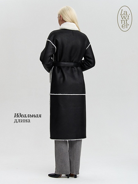 Дубленка женская зимняя LAWINTER, черная, модель 34419