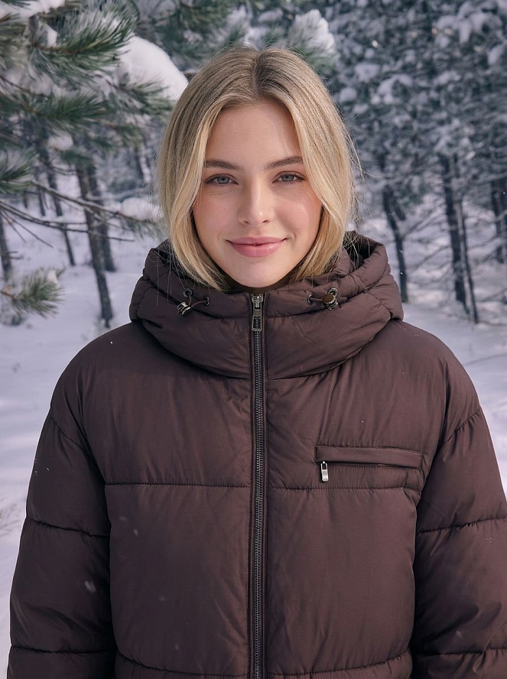 Куртка женская зимняя LAWINTER, коричневая, модель 8696
