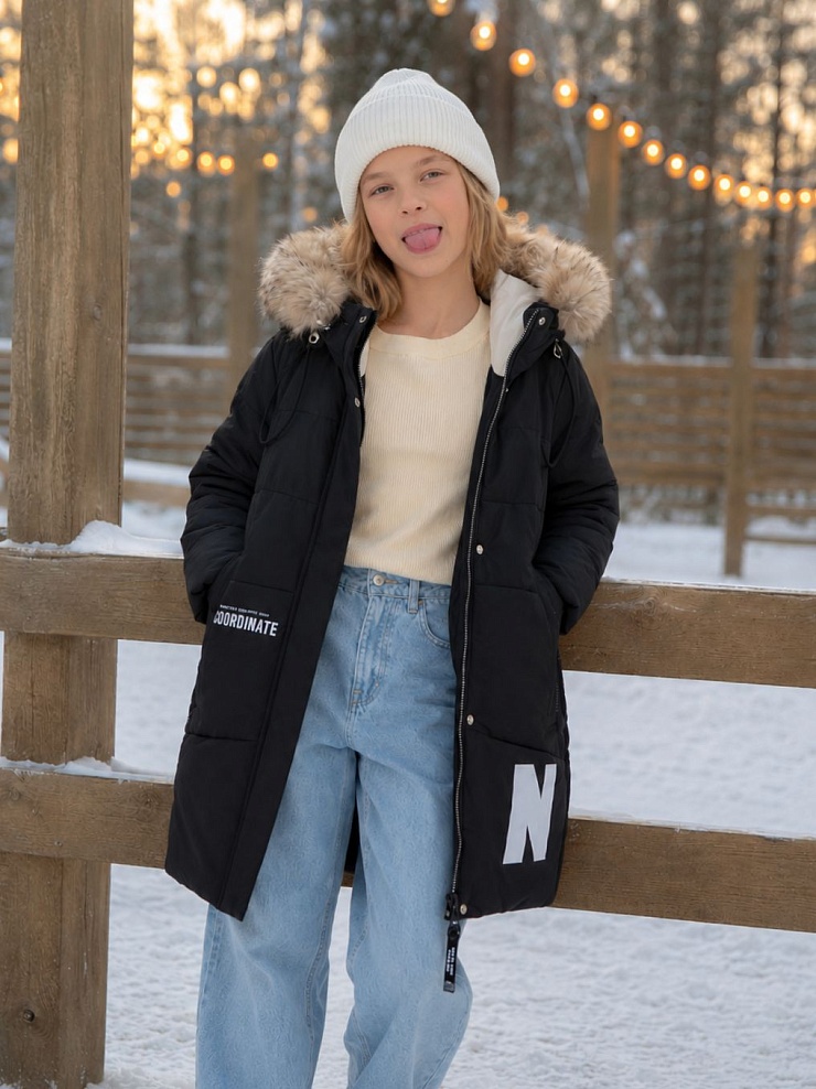 Куртка для девочки зимняя BRITT, черная, модель 63832
