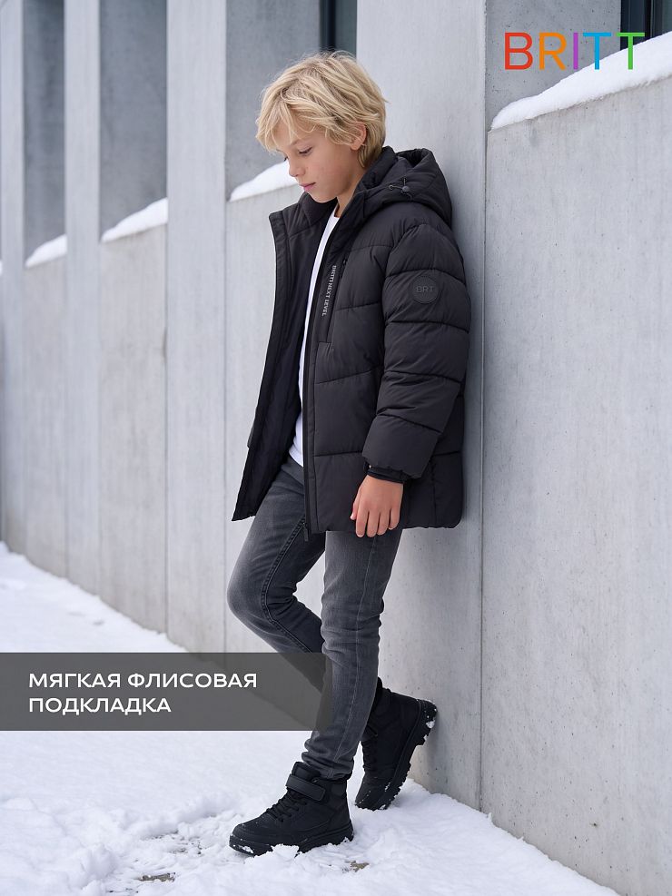 Куртка для мальчика зимняя BRITT, графит, модель 6656