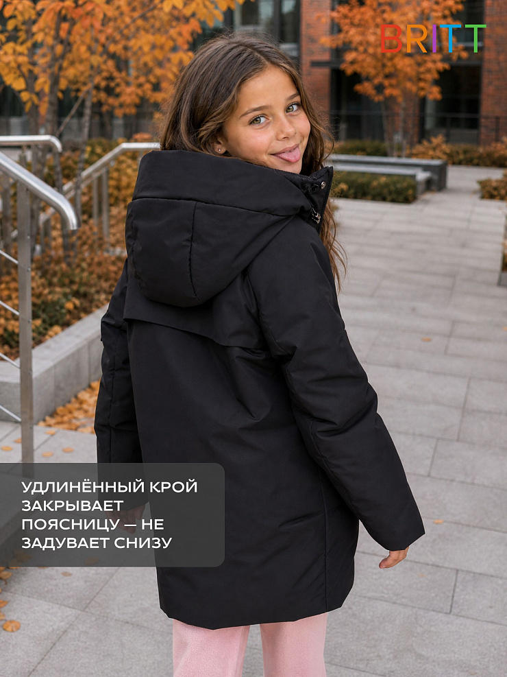 Куртка для девочки демисезонная BRITT, черная, модель 63603