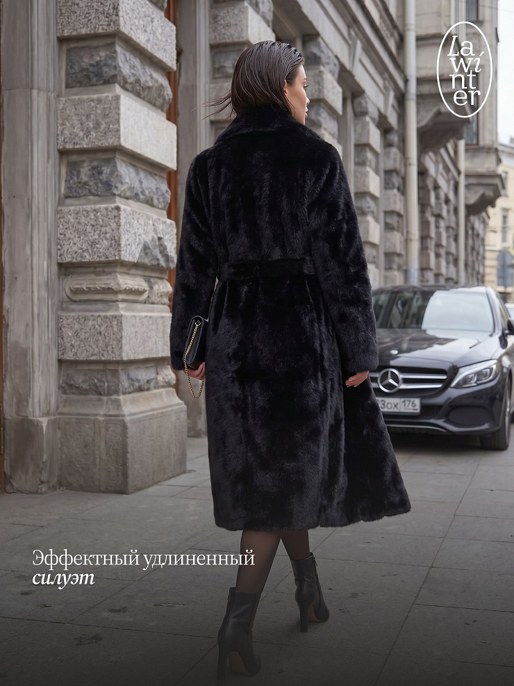 Шуба женская зимняя LAWINTER, черная, модель 55788
