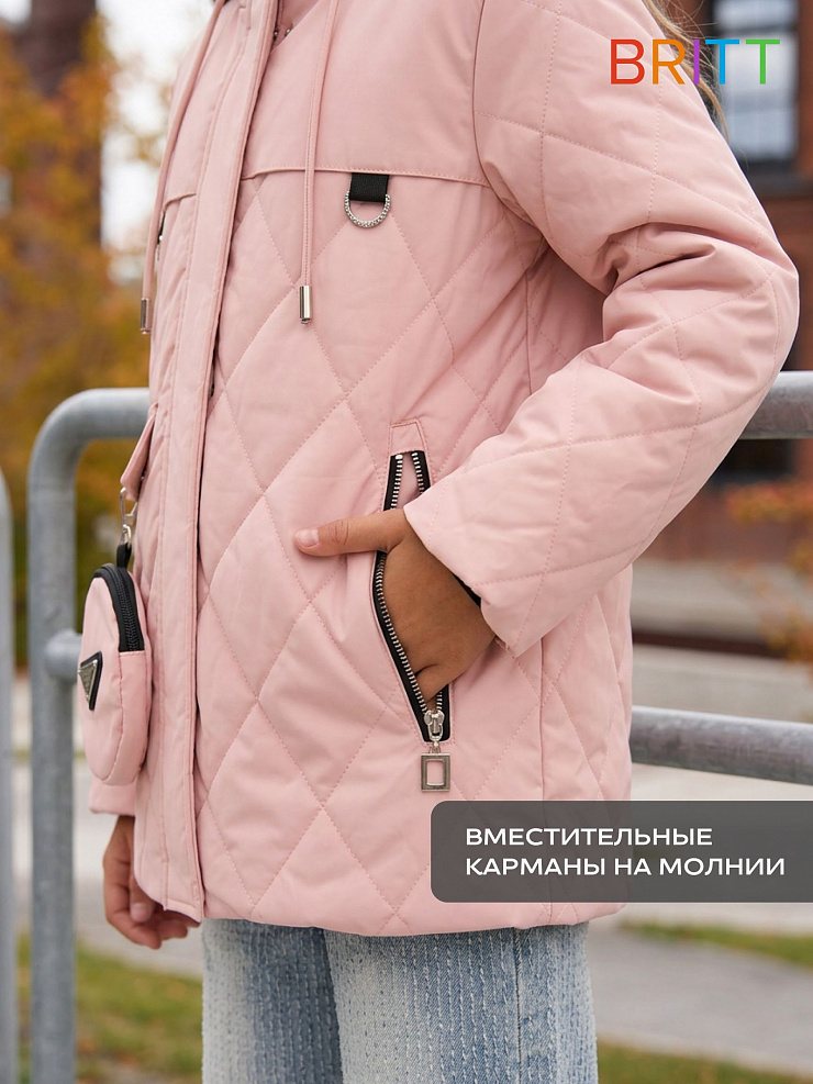 Куртка для девочки демисезонная BRITT, розовая, модель 63239