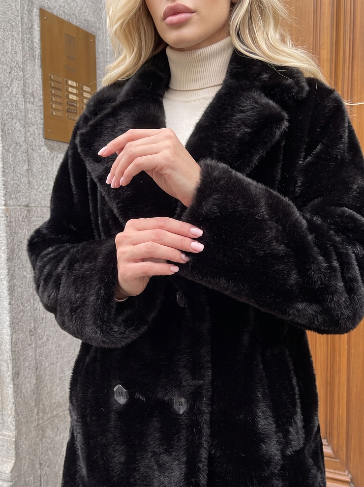 Шуба женская зимняя LAWINTER, черная, модель 55820