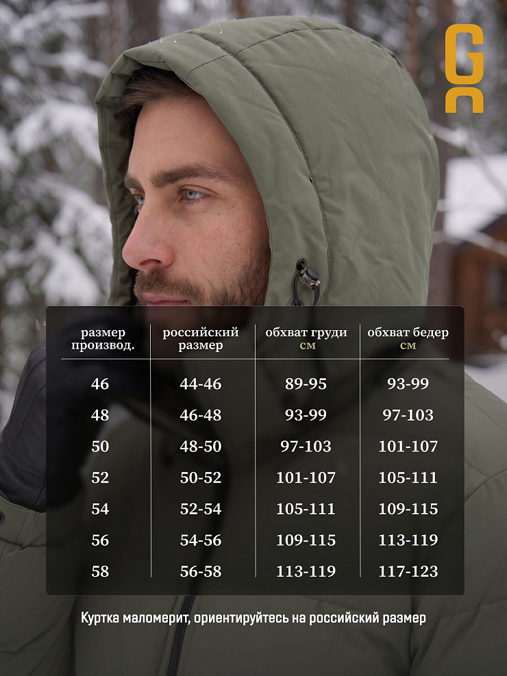 Куртка мужская зимняя GRIZMAN, серо-зеленая, модель 72684