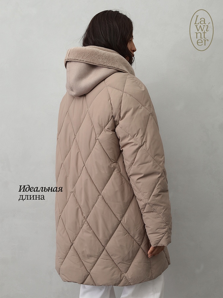 Куртка женская зимняя LAWINTER, бежевая, модель 84131
