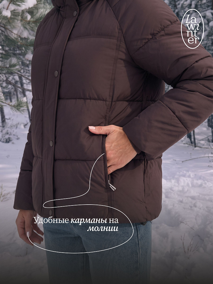 Куртка женская зимняя LAWINTER, коричневая, модель 85316