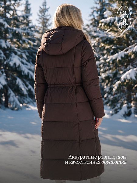 Пуховик женский зимний LAWINTER, коричневый, модель 86994