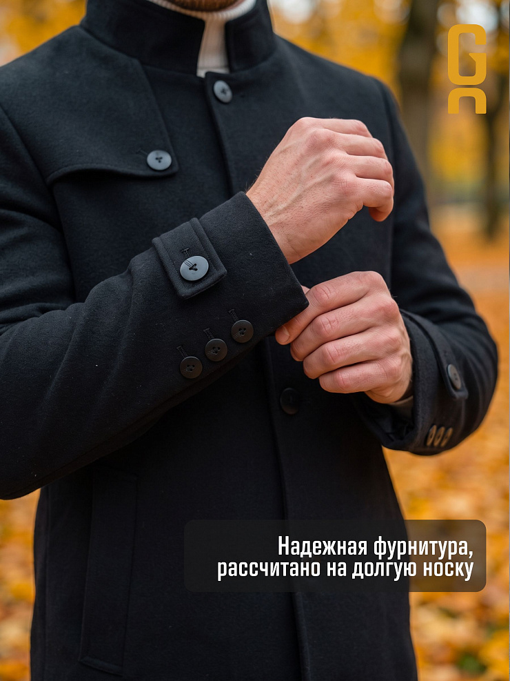 Пальто мужское осеннее GRIZMAN, черное, модель 74758