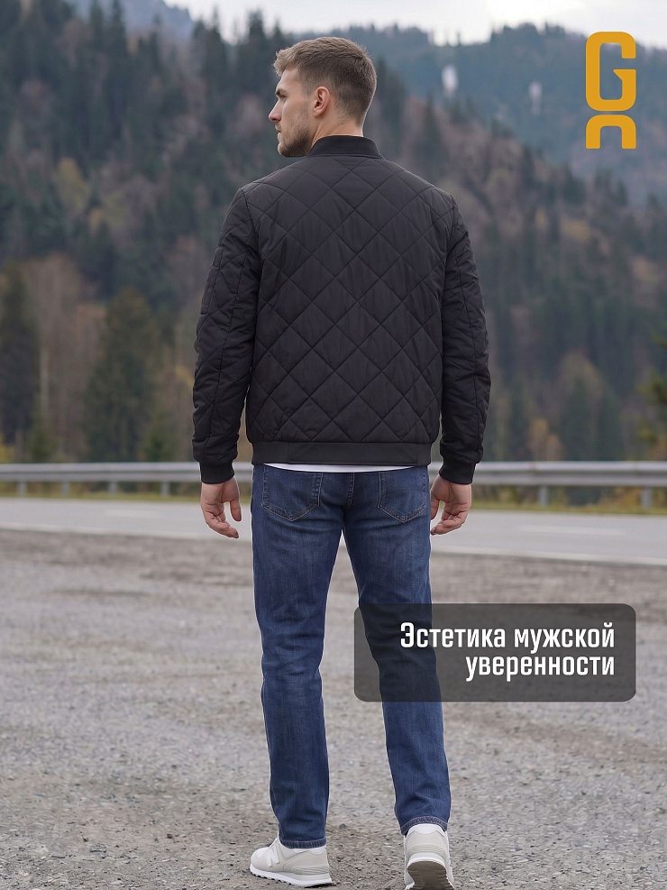 Бомбер мужской демисезонный GRIZMAN, черный, модель 72509