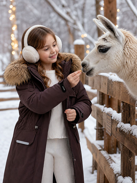 Куртка для девочки зимняя BRITT, коричневая, модель 65618