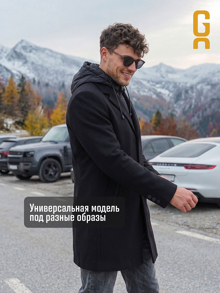 Пальто мужское осеннее GRIZMAN, черное, модель 73358