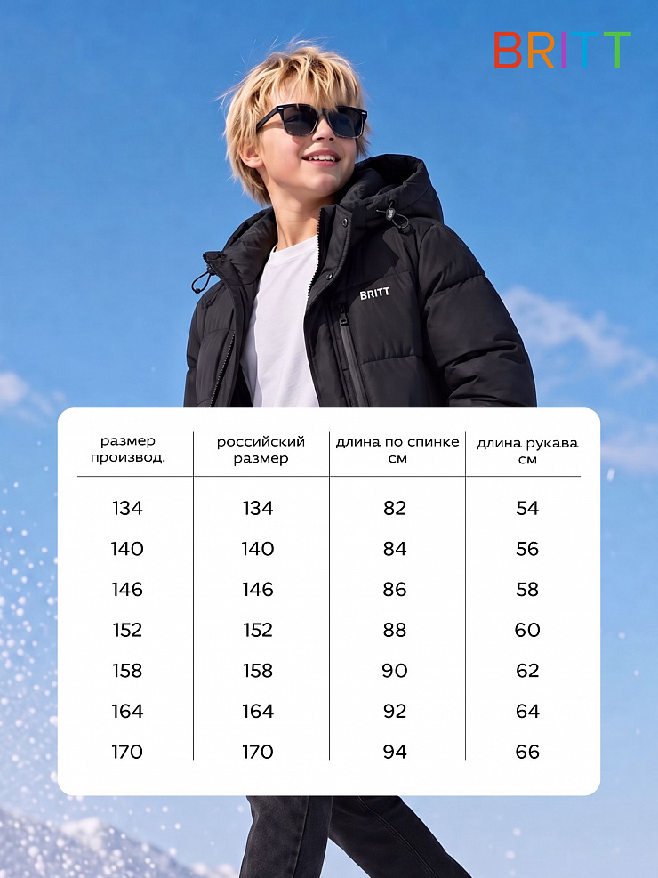 Куртка для мальчика зимняя BRITT, синяя, модель 65145