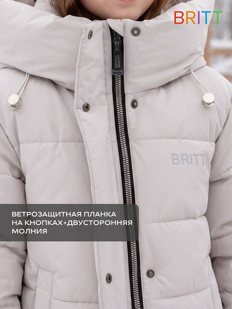 Куртка для девочки зимняя BRITT, серая, модель 66731