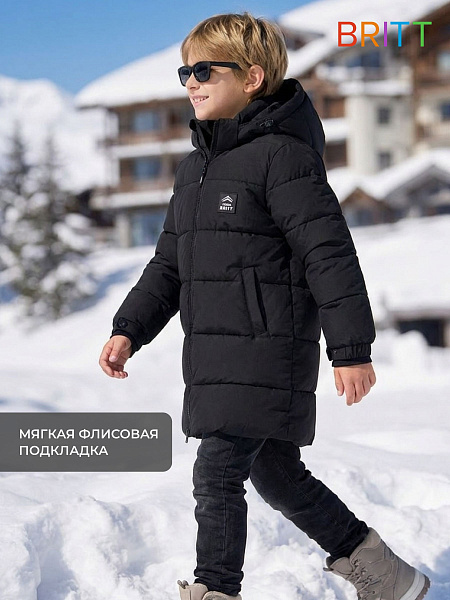 Куртка для мальчика зимняя BRITT, черная, модель 65216