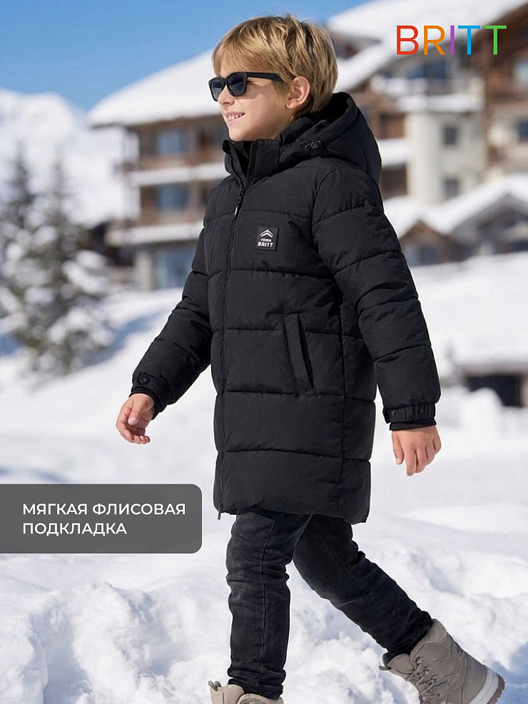 Куртка для мальчика зимняя BRITT, черная, модель 65216