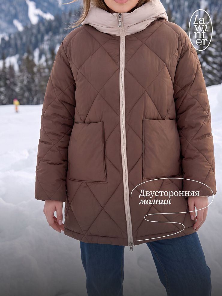 Куртка женская зимняя LAWINTER, коричневая, модель 86313