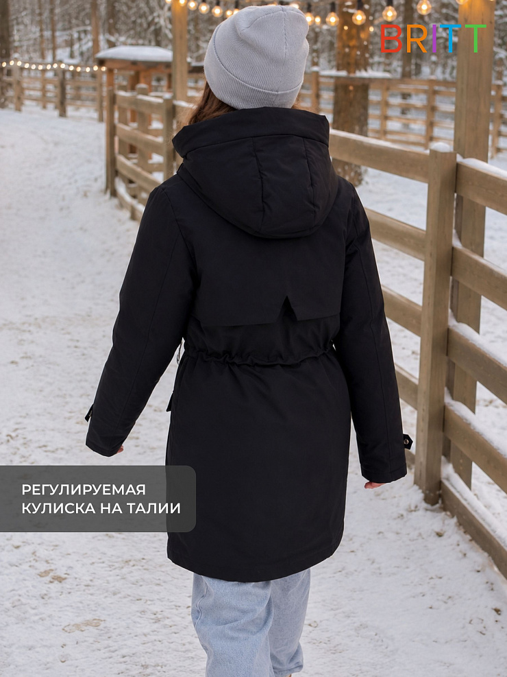 Куртка для девочки зимняя BRITT, черно-бежевая, модель 65346