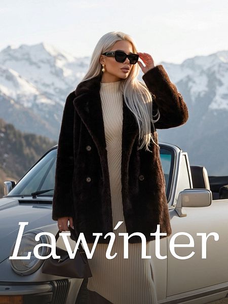 Шуба женская зимняя LAWINTER, коричневая, модель 55820