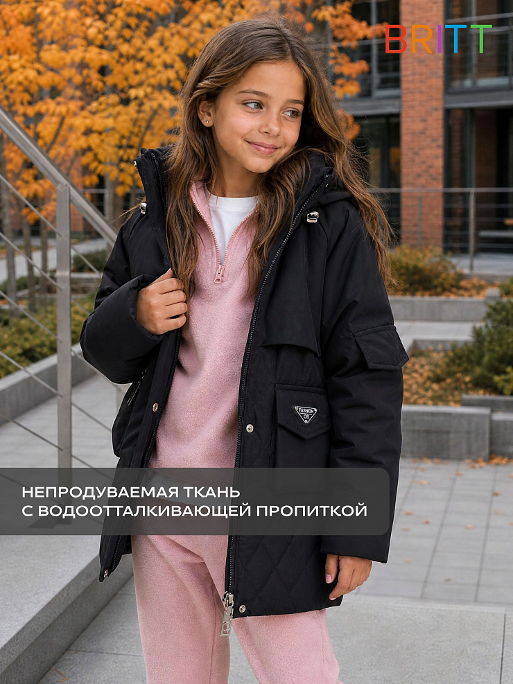 Куртка для девочки демисезонная BRITT, черная, модель 63603