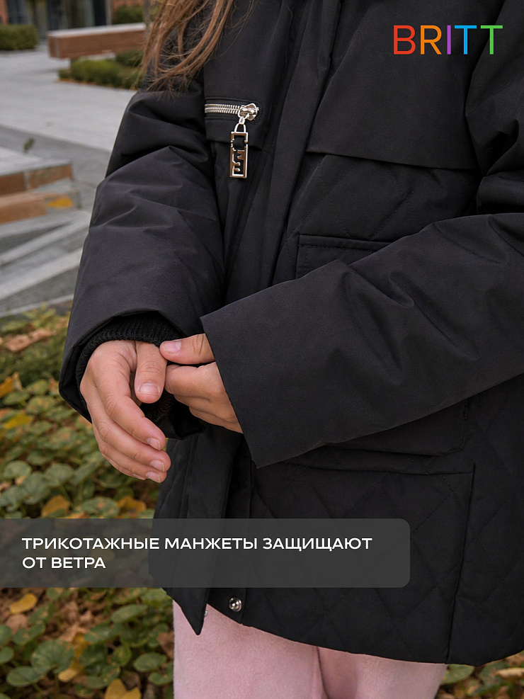 Куртка для девочки демисезонная BRITT, черная, модель 63603