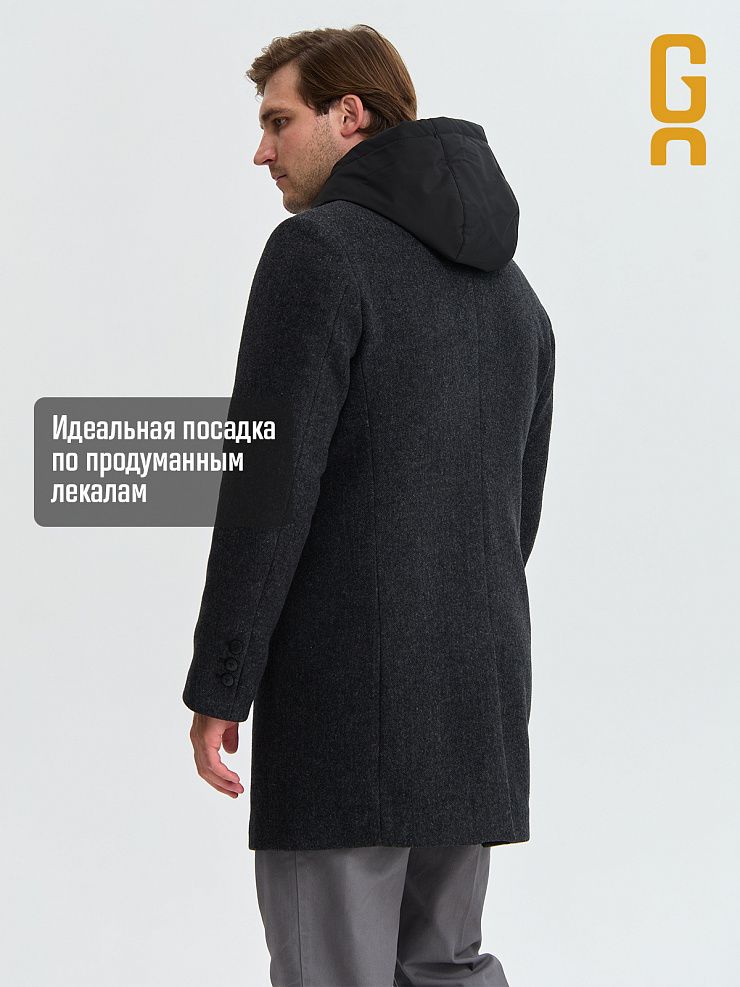 Пальто мужское осеннее GRIZMAN, черно-серое, модель 73358