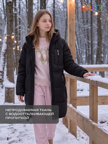 Куртка для девочки зимняя BRITT, черная, модель 66391