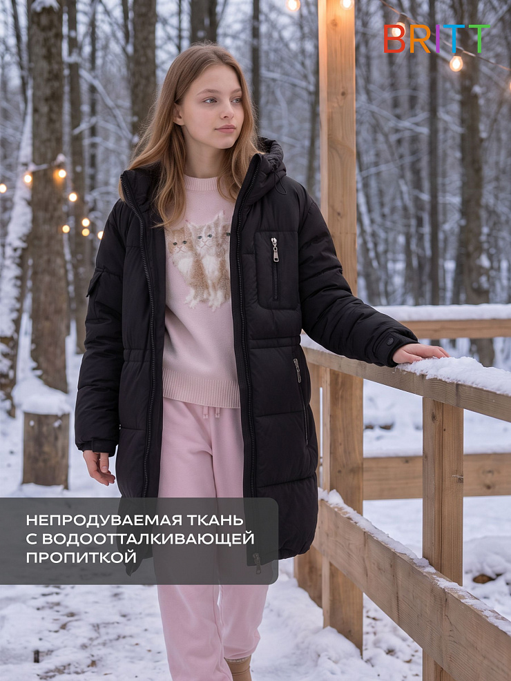 Куртка для девочки зимняя BRITT, черная, модель 66391