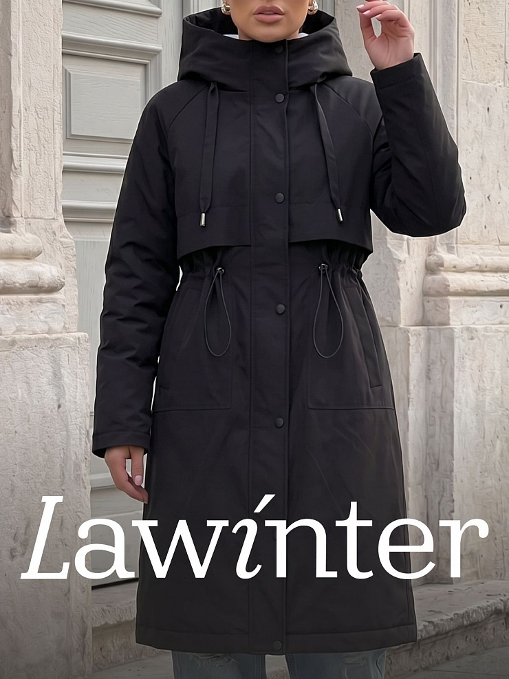Пальто женское демисезонное LAWINTER, черное, модель 83155