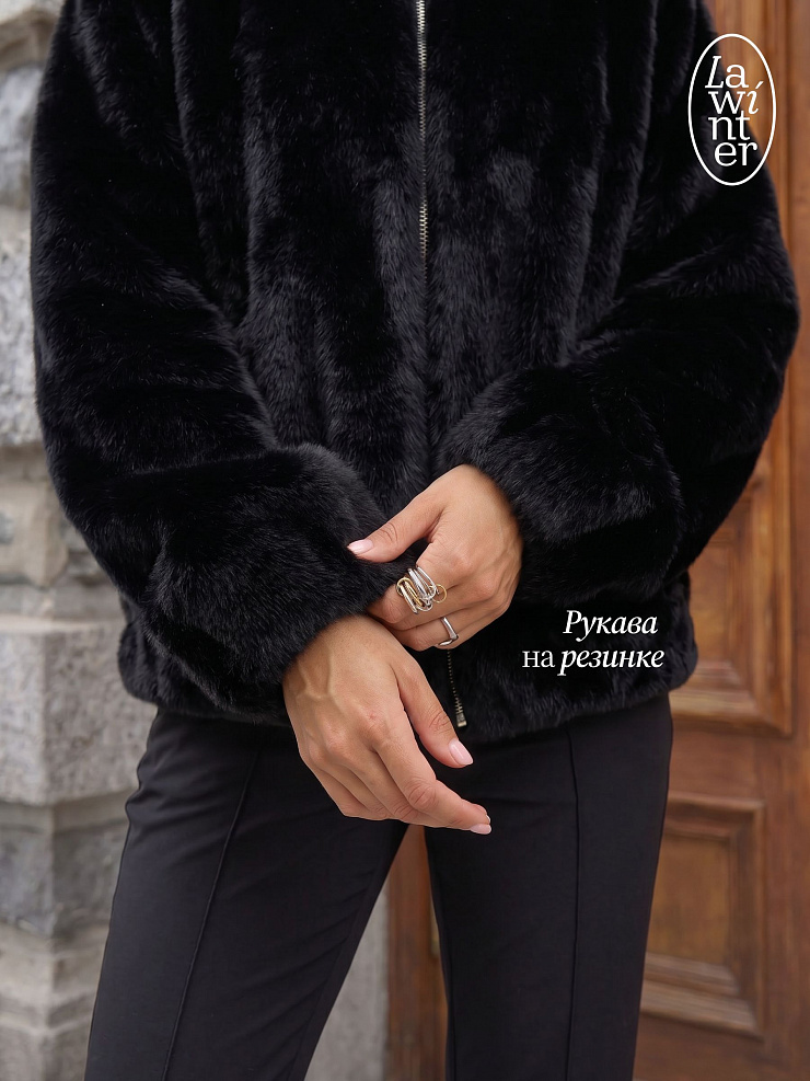 Шуба женская зимняя LAWINTER, черная, модель 54832