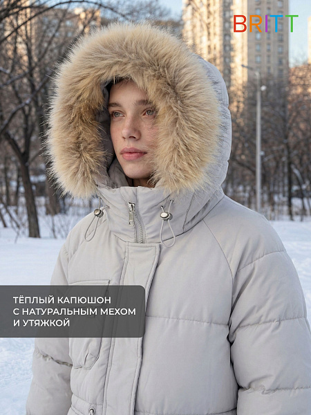 Куртка для девочки зимняя BRITT, серая, модель 65189