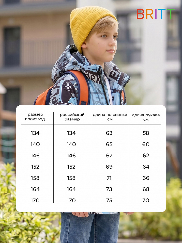 Куртка для мальчика демисезонная BRITT, черно-серая, модель 64890