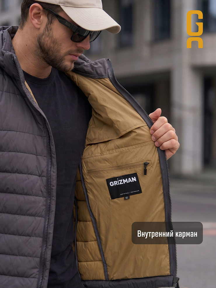 Куртка мужская демисезонная GRIZMAN, темно-серая, модель 74292