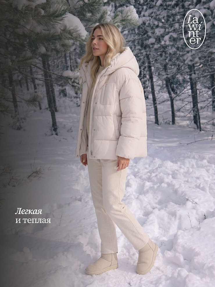 Куртка женская зимняя LAWINTER, бежевая, модель 84687