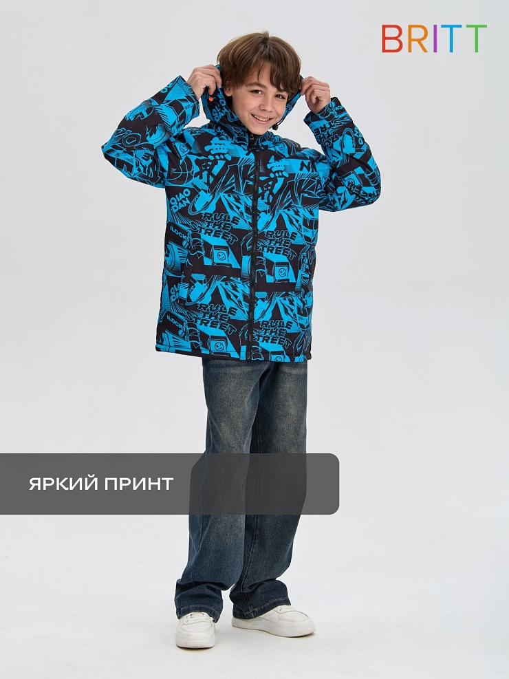 Куртка для мальчика демисезонная BRITT, черно-синяя, модель 63853