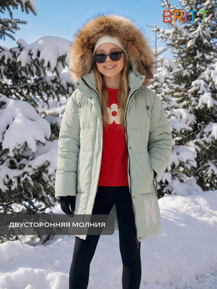 Куртка для девочки зимняя BRITT, мята, модель 63832