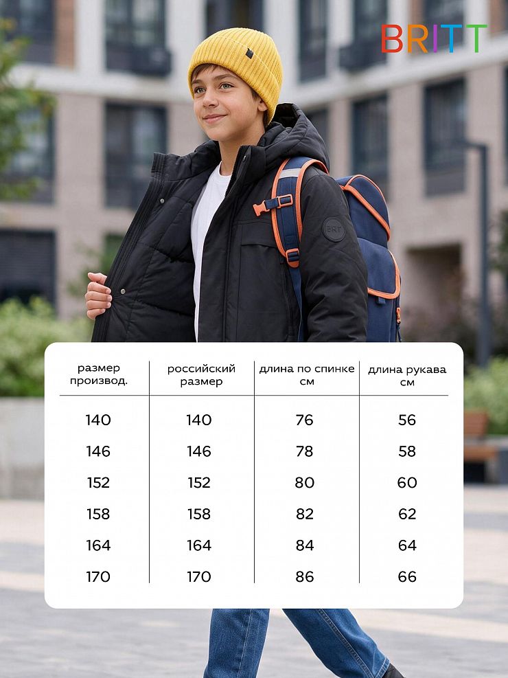 Куртка для мальчика зимняя BRITT, темно-синяя, модель 66349