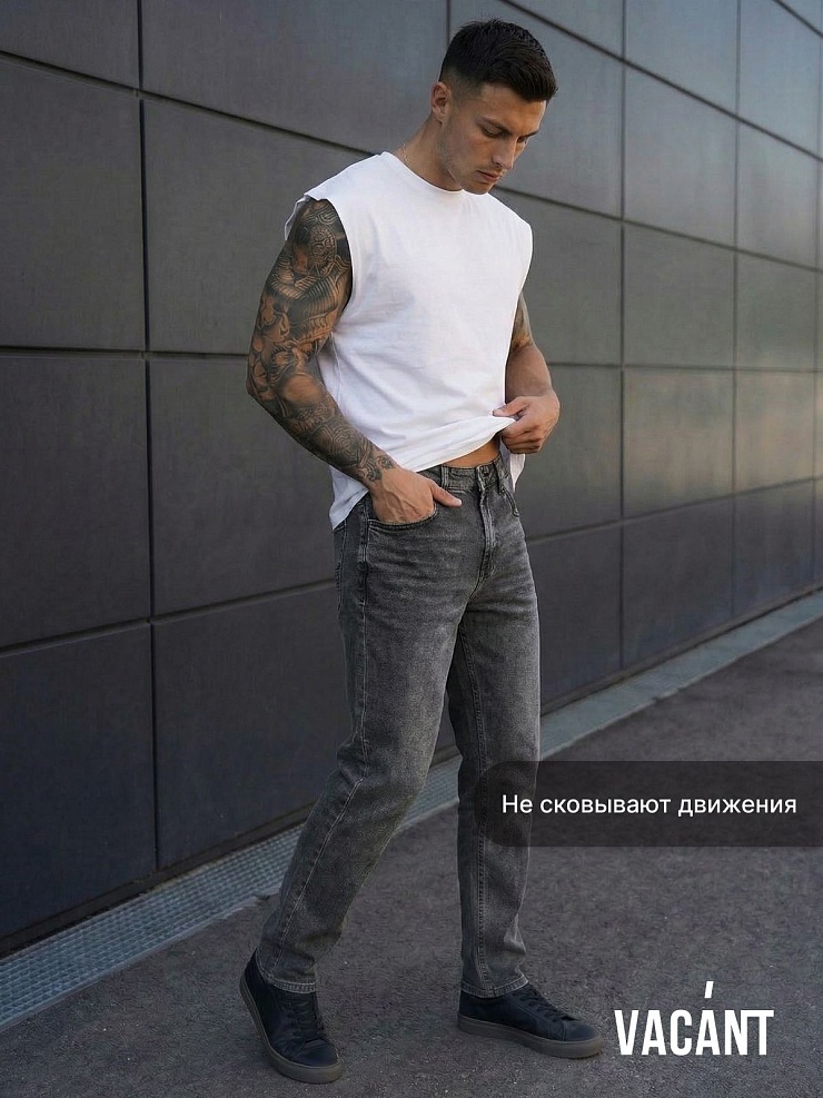 Джинсы мужские демисезонные VACANT, серые, модель 104514