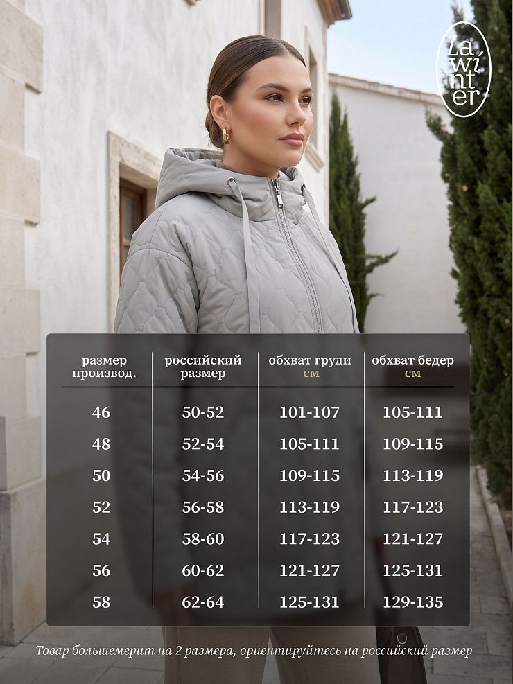 Куртка женская демисезонная LAWINTER, серая мята, модель 83594