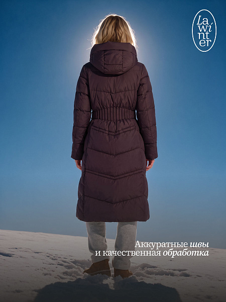 Пуховик женский зимний LAWINTER, коричневый, модель 86618