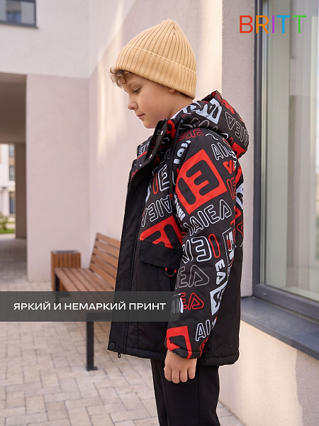 Куртка для мальчика демисезонная BRITT, черно-красная, модель 63245