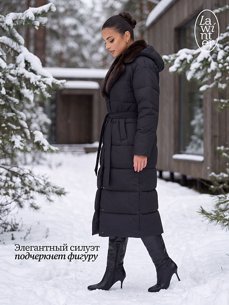 Пуховик женский зимний LAWINTER, черный, модель 86603
